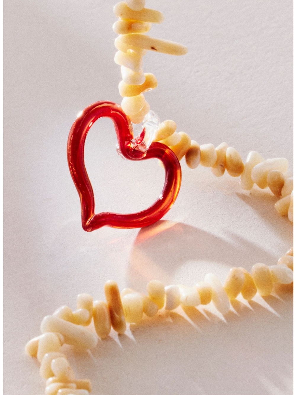 Free People - Suplais Sculptured Heart Pendant Necklace with Stone Beads - Picture 3 of 3
